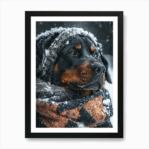 Rottweiler the snow art - in,