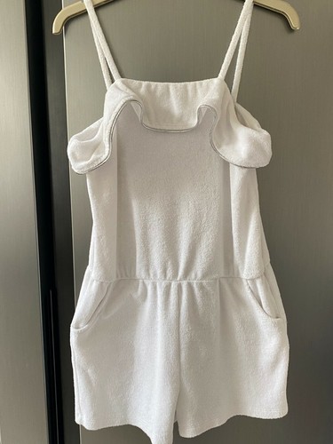 Girls white playsuit towelling - girls,