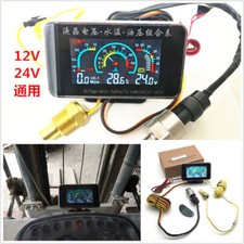Universal 3in1 Car Oil Pressure Gauge Voltmeter Water Temp Meter w Sensor 12-24V