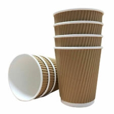 Disposable Coffee Cups with/without Lids Kraft Triple Wall Hot Drinks Paper Cups