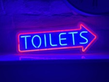 Neon Toilet Arrow Sign