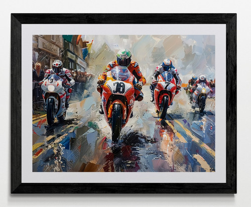 Motorbike racing framed canvas - racing,