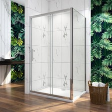 Sliding Door Shower Enclosure Walk In Wet Room 8 mm Easy Clean Glass Stone Tray