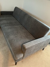 West Elm Andes 3 Seat Sofa Bed (212 cm) Grey With Dark Pewter Legs.
