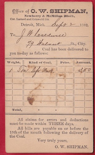 1882 postal card shipman - 1882,