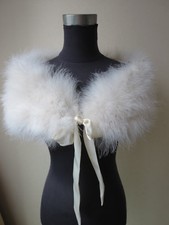 Women Real Ostrich Feather Fur Shrug Shawl Bride Wedding Party Cape Beige