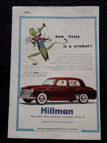 Hillman minx rootes vintage - hillman,