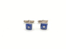 Vintage Alexandra Temple Blue Enamel Square Cufflinks 