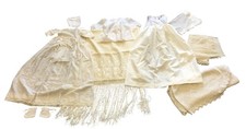 Vintage Christening Outfit Gown Bundle Shawl Bonnet Booties Blanket Lace 40s 50s