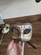 Venetian Mask Gold Purple Hand