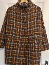 Vintage Avoca 100% Wool 3/4 Length Tapestry Weave Funnel Neck Coat - S/M (10/14)