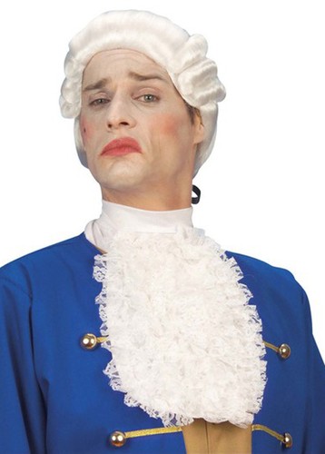 Mens long white lace - lace, jabot
