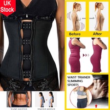 UK Women Waist Trainer Latex Belt Zipper Body Shaper Hot Corset Girdle Slim Belt