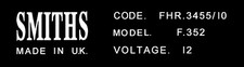 Smiths Heater label (FHF 5505)
