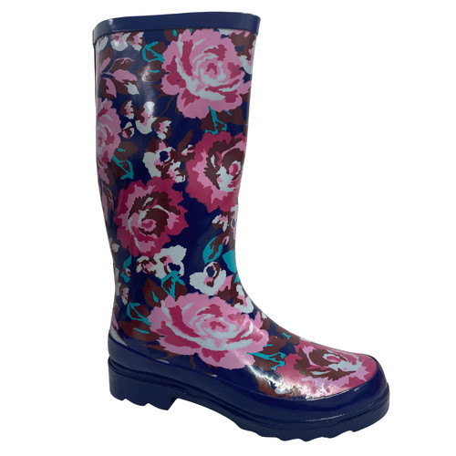 Womens rubber floral wellies - floral,