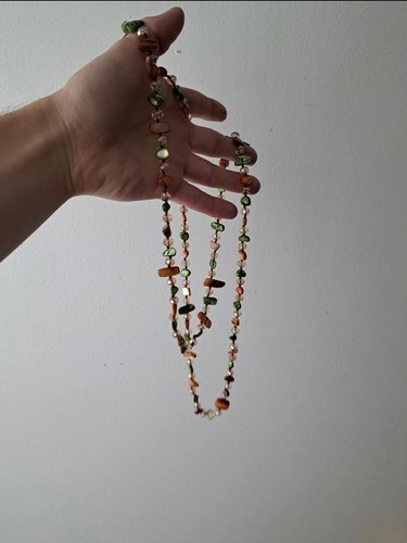 Boho mixed bead necklace green - bead,