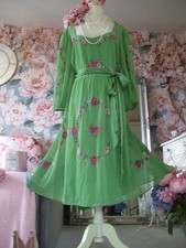 Monsoon size 22 new green pink embroidered dress, summer holiday