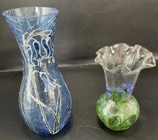 Pair Hand Painted Glass Bud