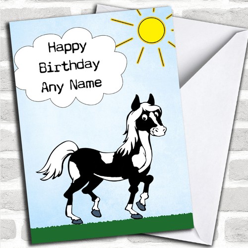 Black and white piebald - black, horse