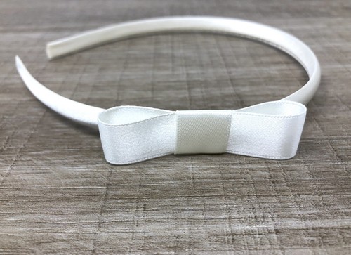 Ivory bow headband - bow, satin