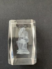 3D Laser-Etched Crystal Glass Paperweight With Couple Embracing, 8cm Tall X 5cm