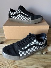 Vans BMX Old Skool Checkerboard Black/Dark Gum Canvas Skate Shoes - UK Size 11