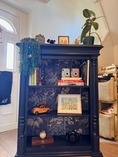 Large Solid Wood Navy Bookshelf