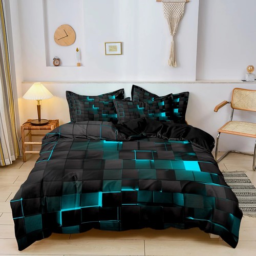 3pcs geometric plaid duvet - 3pcs,