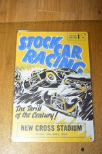Stock Car Racing New Cross Stadium 1954 Tin Sign First meeting
