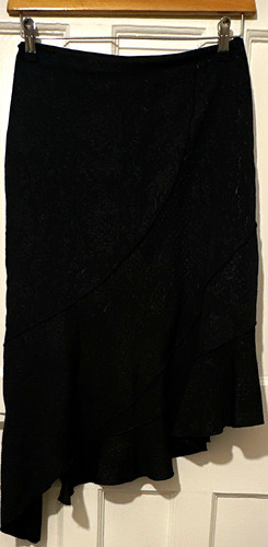 Desigual black asymmetric midi - black,
