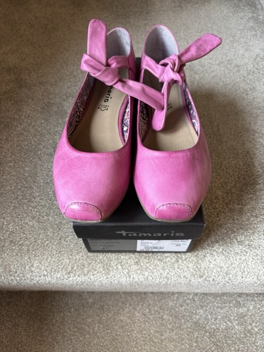 Tamaris pink leather pumps - tamaris,