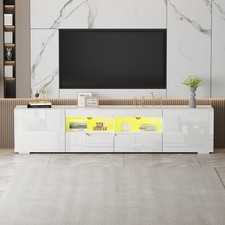 200cm White High Gloss TV Unit