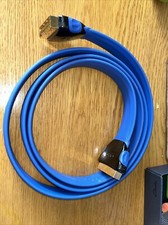 QED High Quality Performance Flat Blue Scart AV Cable Length 2.0m Gold Plated