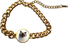 Birman Cat Pet Family Gold Colour Belcher Chain Bracelet And Gift Box