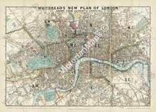 Antique map london victorian - map,