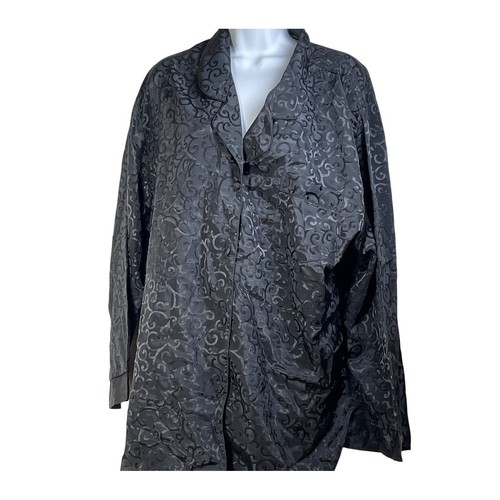 Black swirl pattern pajama top - black,