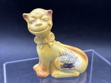 Lucky Cat Crested China 1930's Smiling Yellow Cat Miniature China Collectable
