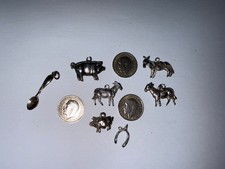 Vintage Silver 925 Christmas Pudding Charms donkeyx3 /spoon/3D coinx3/horseshoe/