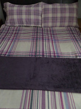 NEXT double duvet cover and pillowcases with coordinating throw - purple check