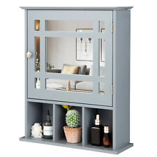 Wall-mounted Bathroom Cabinet Medicine Storage Organizer w/Adjustable Shelf Grey