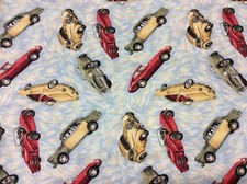 Fabric Freedom F199 Planes Trains & Automobiles - Cars 100% Cotton