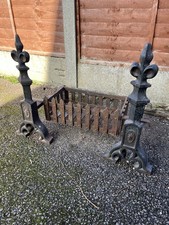 Fire Grate and Fire Dogs Cast Iron Metal Fire Pit Outdoor Fireplace 18x29x22.5