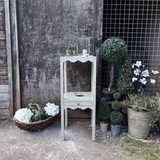 Grey Painted Romantic Gustavian Country Style Antique Bedside Table Basin Base