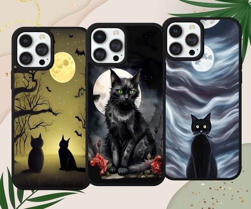 Black cat phone case - cat, cover
