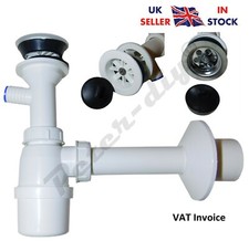 Bathroom Basin Sink Bottle Trap Waste Pipe Kit Strainer: Chrome or White 50mm