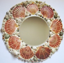A Handmade Unique Round Seashell Mirror 40 cm x 40 cm Diameter. Mirror 20 cm.