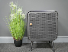 Industrial Grey Metal Bedside Cabinet Cupboard – Retro Locker-Style Storage Unit