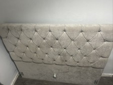 Velvet Bed Frame Double In Light Gray  It Needs A Clean And The Front Baseboard