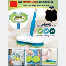 Floating Mop Double Swivel HeadsMotorised Spin Mop With 6 Cleaning Pads UK