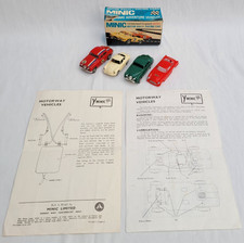 Vintage Tri-ang Minic Motorways Cars x 3, Car Body Shell & Box & Leaflets